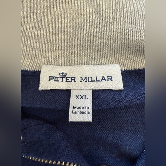 Peter Millar Men’s Navy Cotton Silk Cashmere Quarter Zip Pullover Sweater - XXL - Picture 5 of 8